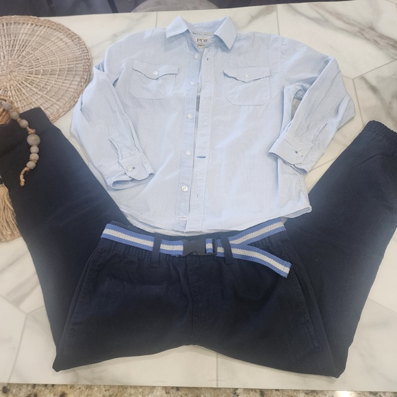 [PD&C- Paper Denim Cloth]size 7, long sleeve blue&white checkered button up shir - Picture 9 of 9